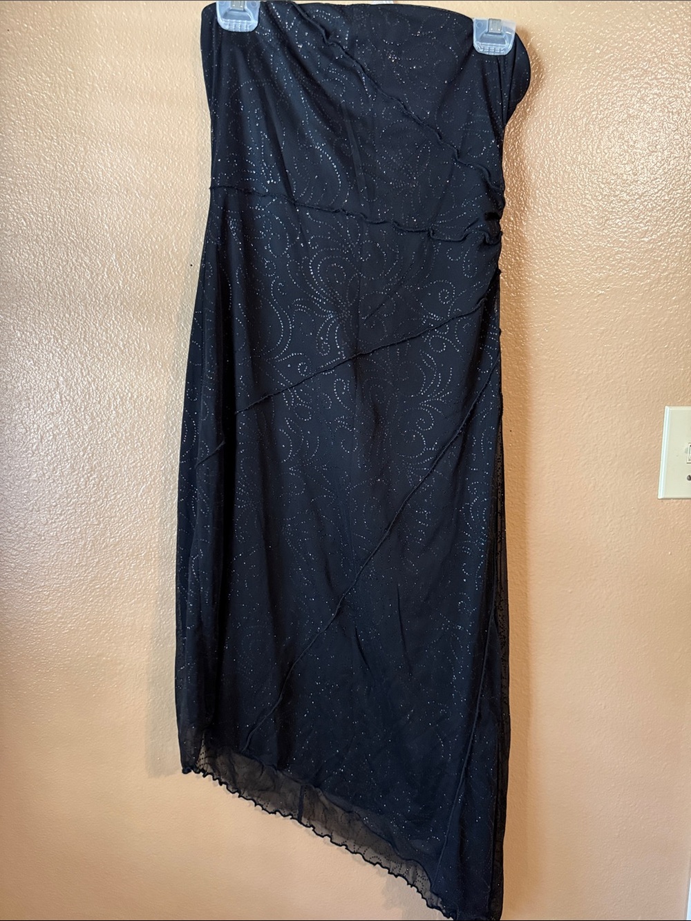 Charlotte Russe Black Sparkle Asymmetrical Evening Skirt